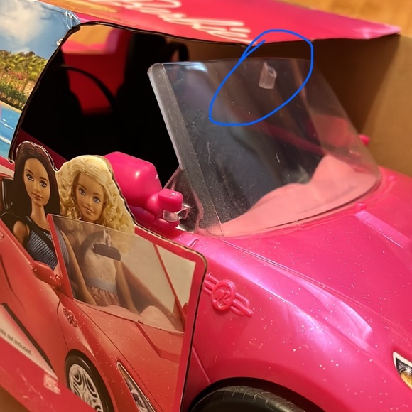 Barbie Pink Convertible 2-Seater Vehicle Doll Accessory With Rolling Wheels - Picture 8 of 9